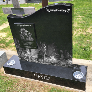 Laser etched wave headstone